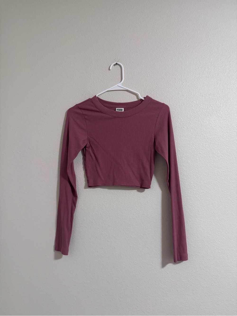 PINK Victoria's Secret Mauve Cropped Long-Sleeve Tee